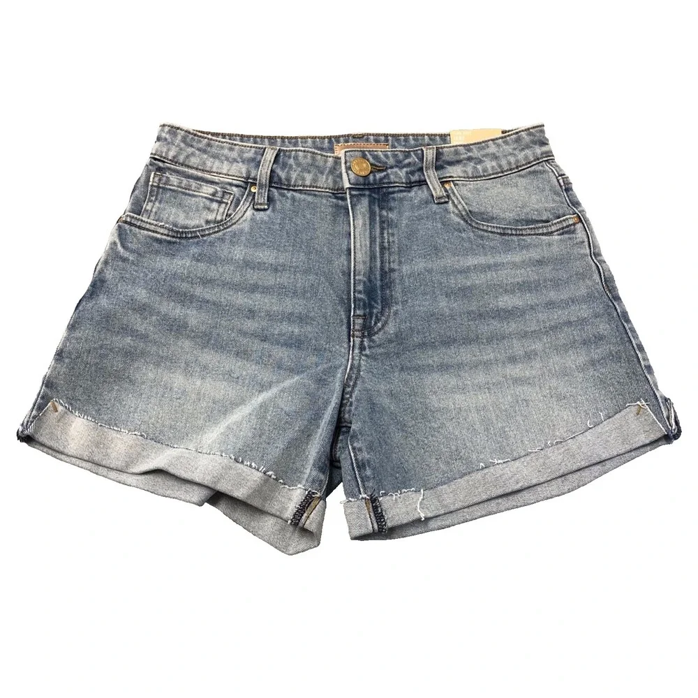 Kut From The Kloth Jane High Rise Shorts Womens 2 Blue Denim Rolled Festival New
